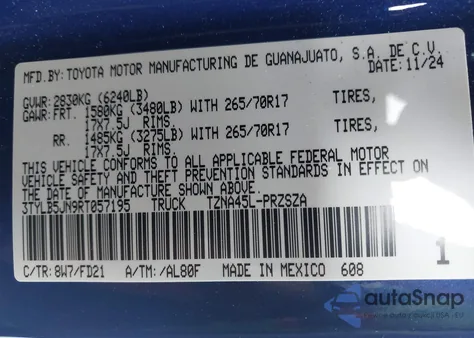 2024 Toyota Tacoma Trd Off Road 4Wd from USA, damaged, VIN 3TYLB5JN9RT057195